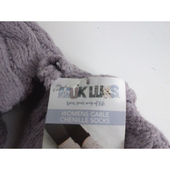 The Original Muk Luks Womens Cable Chenille Socks One Size Gray New - Picture 7 of 7